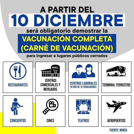  Desde hoy 10 de diciembre pedirán carnet de vacunación